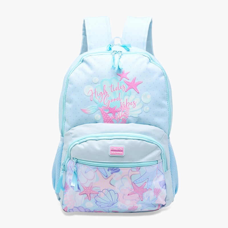 Roll road Backpack-I Love Sea Life-2 Cmprt-26 Liters-Girls (Polyester) Blue \ 33X46X17 - Image 1